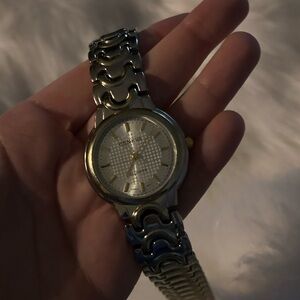 Geneva Silver-Tone Watch with Textured Dial